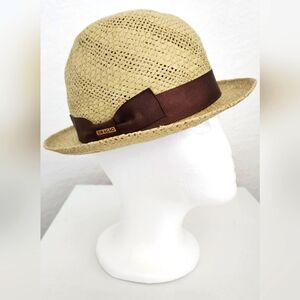 DRAGÁO Beige Straw Stetson Weave Fedora Hat.  Size 7 3/8